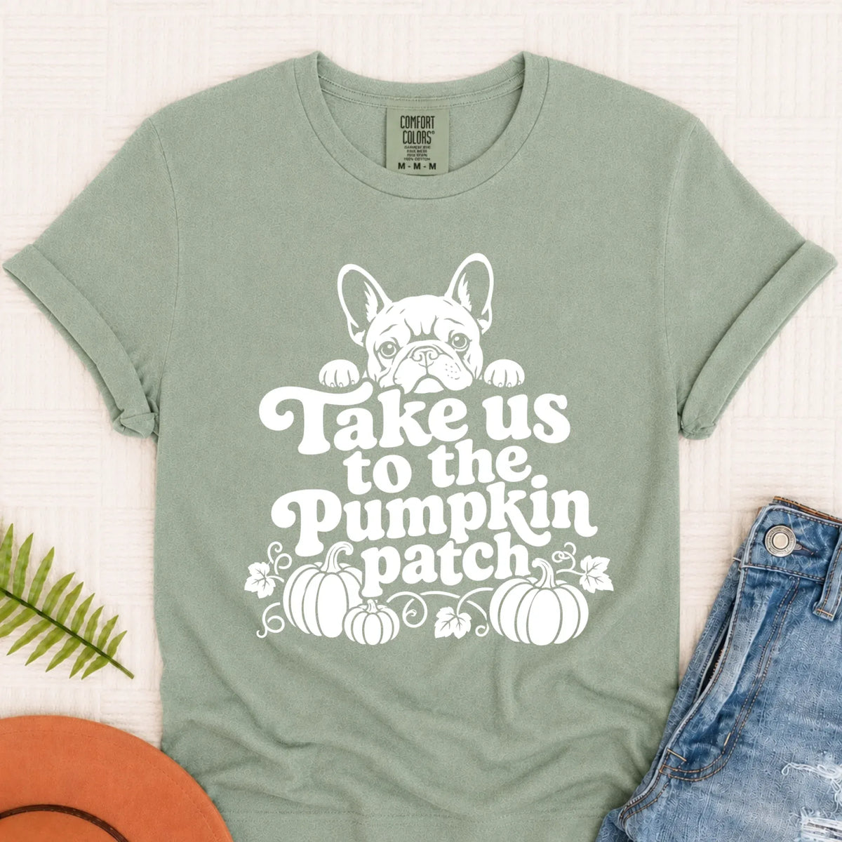 French Bulldog Pumpkin Patch Unisex Tshirt Bay
