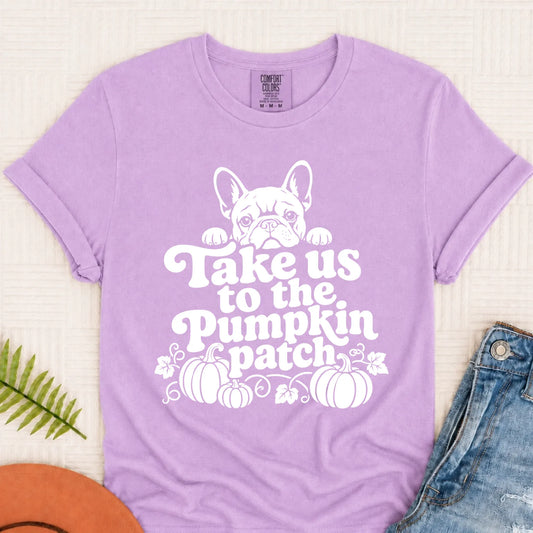 French Bulldog Pumpkin Patch Unisex Tshirt Orchid
