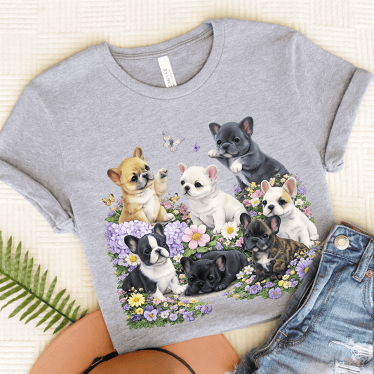 French Bulldog Puppies Butterflies Unisex TShirt Athletic Heather