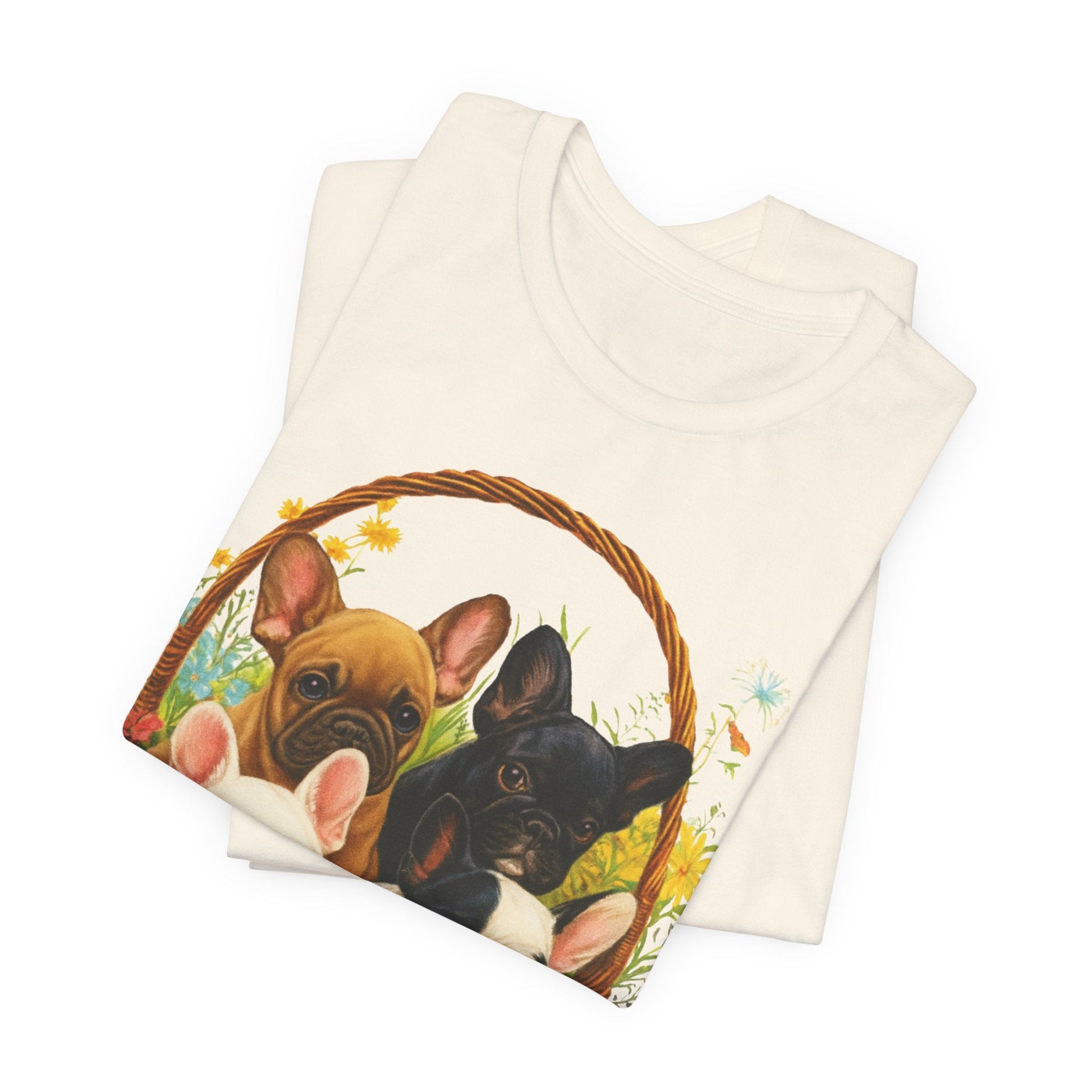 Printify T-Shirt French Bulldog Puppy Basket TShirt