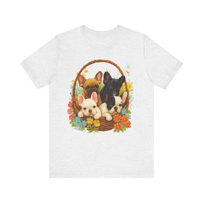 Printify T-Shirt French Bulldog Puppy Basket TShirt