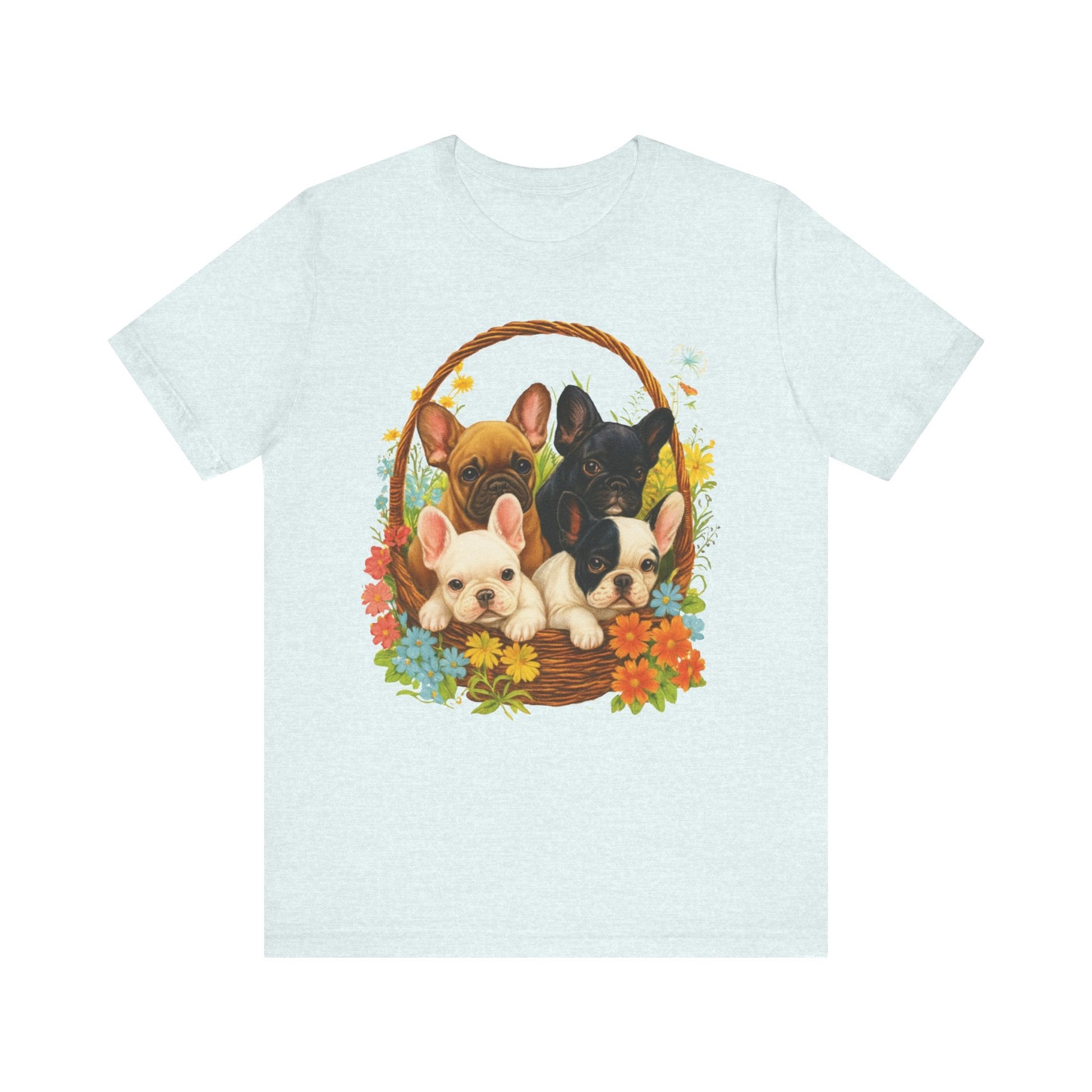 Printify T-Shirt French Bulldog Puppy Basket TShirt