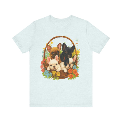 Printify T-Shirt French Bulldog Puppy Basket TShirt
