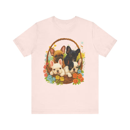 Printify T-Shirt French Bulldog Puppy Basket TShirt