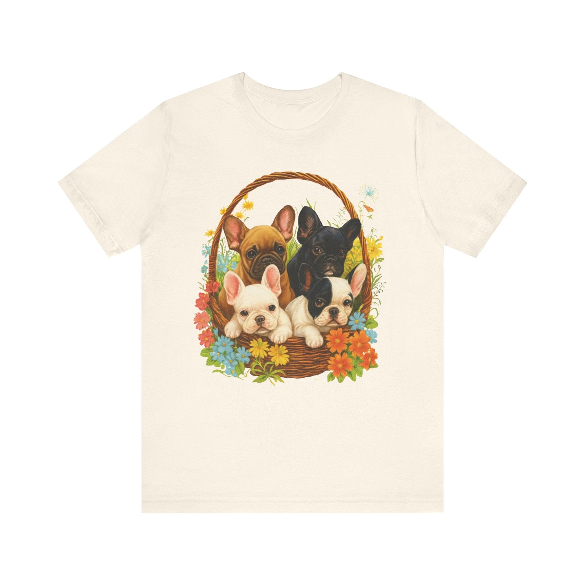 Printify T-Shirt French Bulldog Puppy Basket TShirt