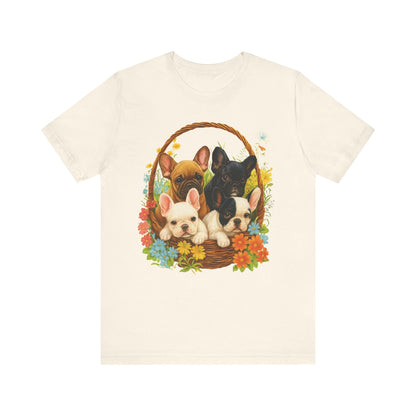 Printify T-Shirt French Bulldog Puppy Basket TShirt