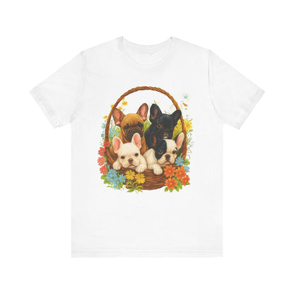 Printify T-Shirt French Bulldog Puppy Basket TShirt