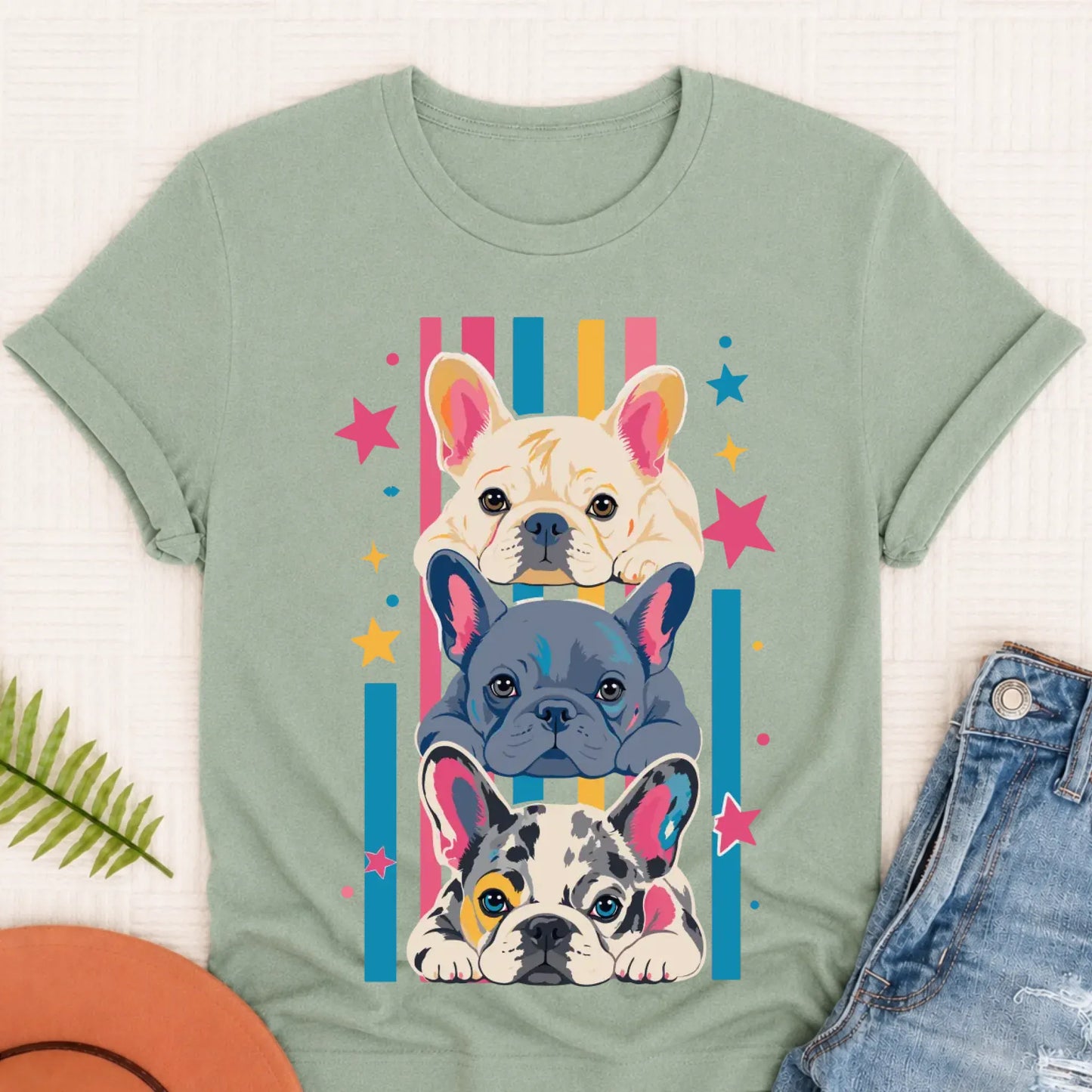 French Bulldog Puppy Pop Art Unisex TShirt Bay
