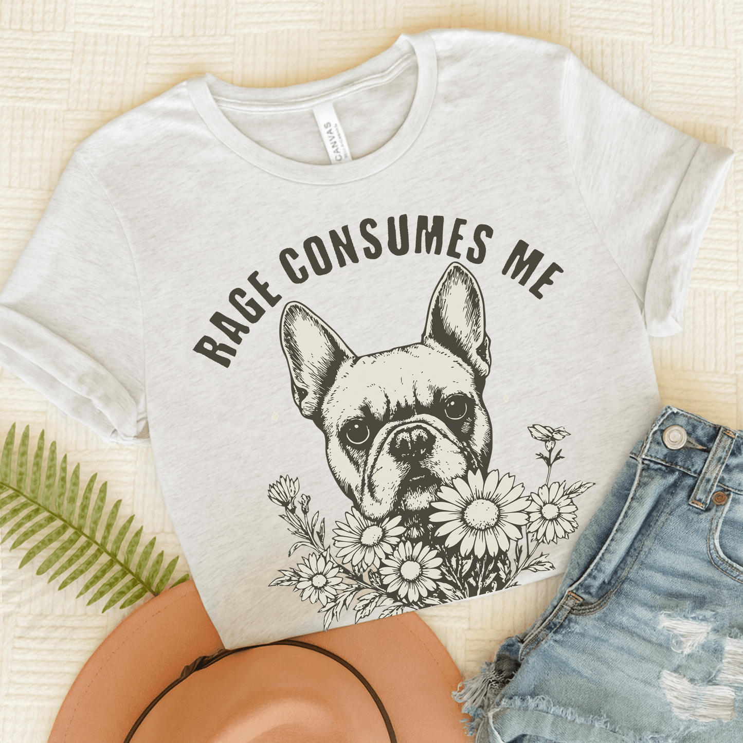 French Bulldog Rage Consumes Me TShirt Ash