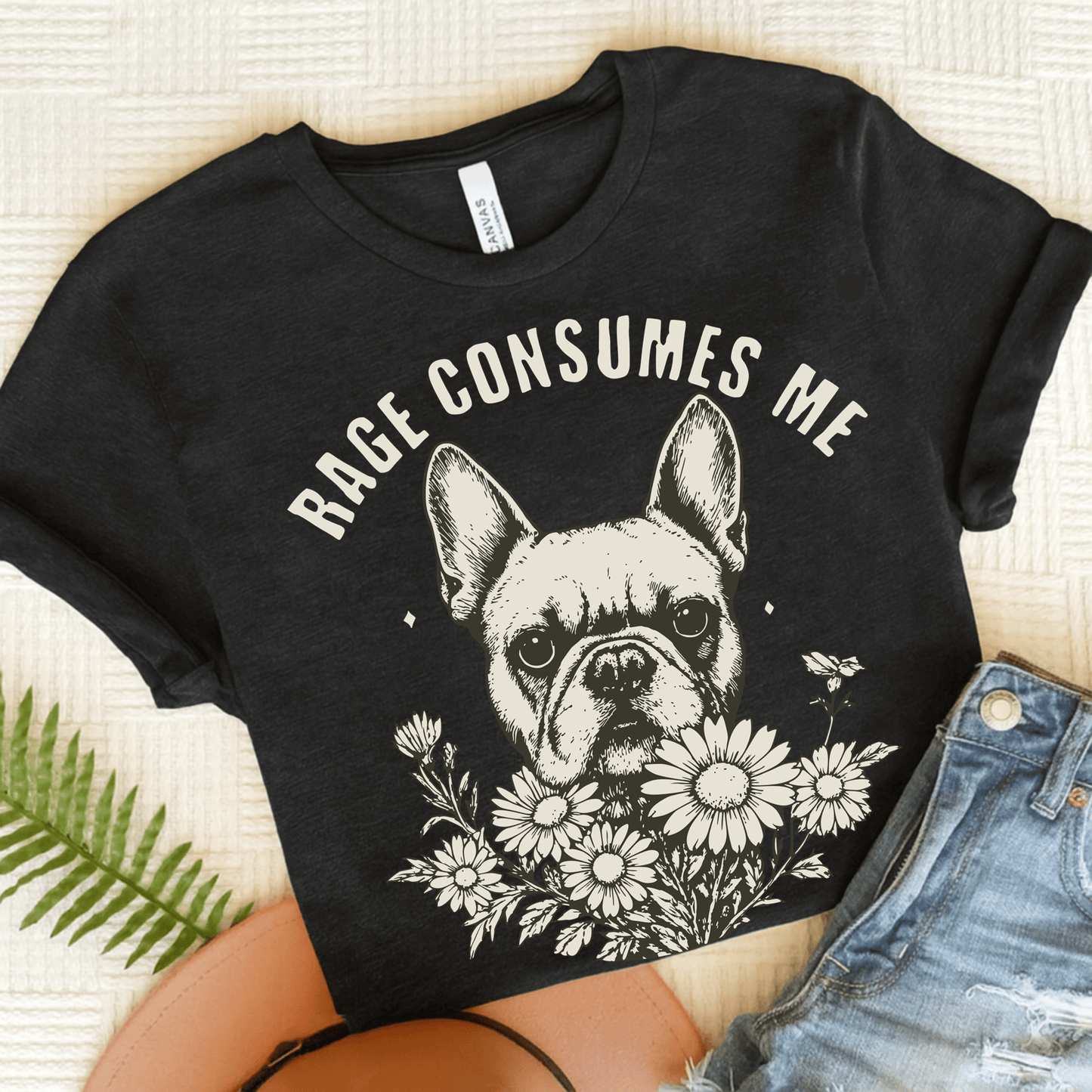 French Bulldog Rage Consumes Me TShirt Black Heather