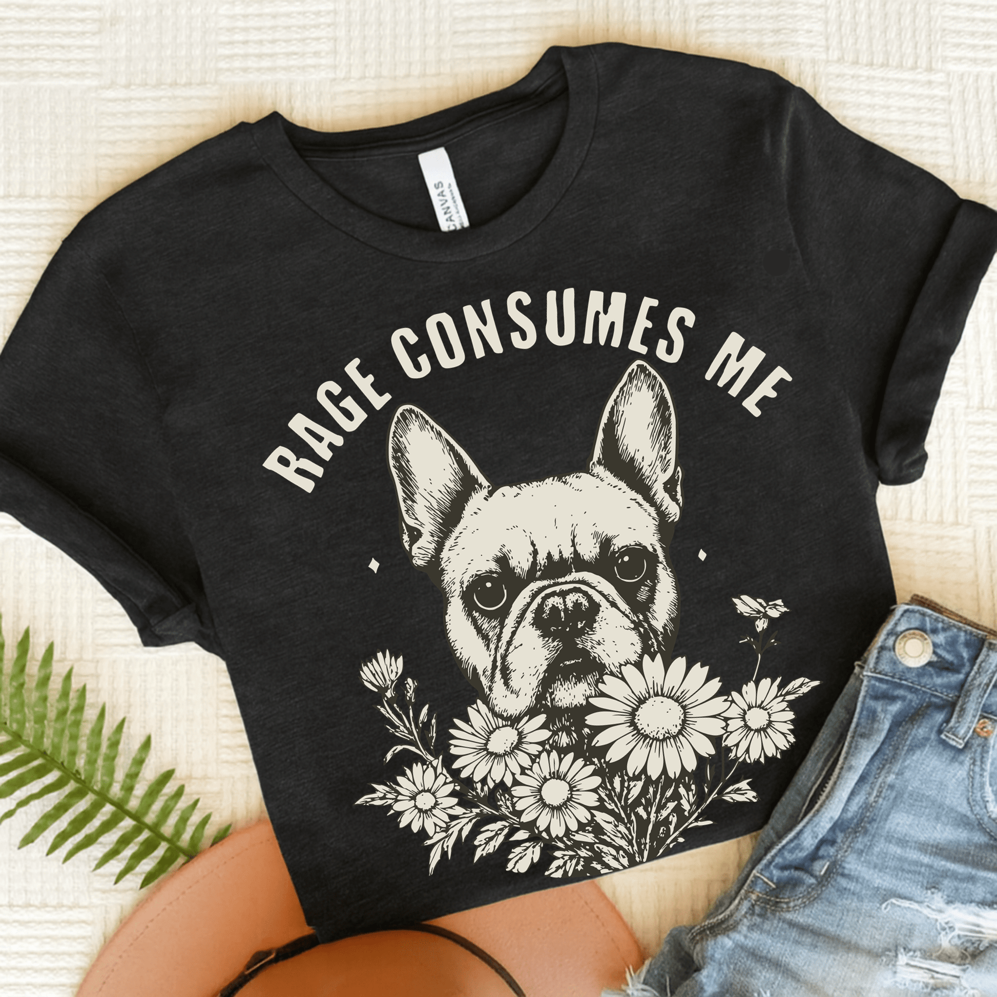 French Bulldog Rage Consumes Me TShirt Black Heather