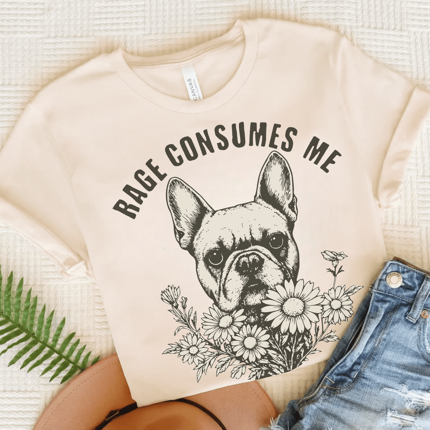 French Bulldog Rage Consumes Me TShirt Natural