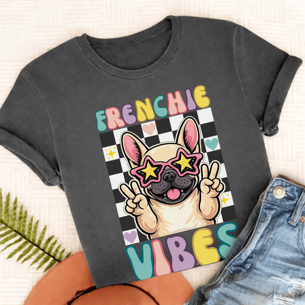 French Bulldog Retro Vibes Unisex TShirt Pepper