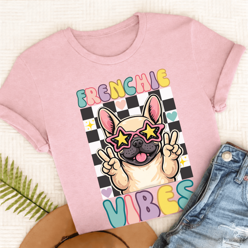 French Bulldog Retro Vibes Unisex TShirt Blossom