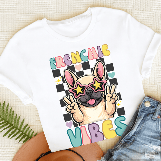 French Bulldog Retro Vibes Unisex TShirt White