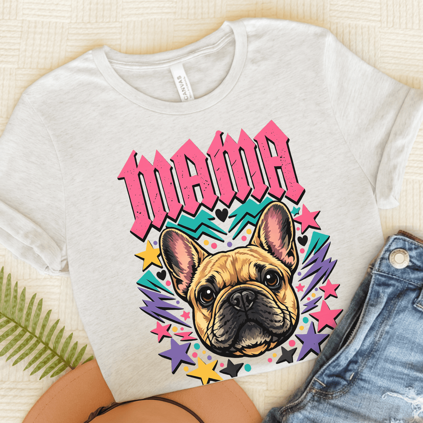 French Bulldog Rocker Mama Unisex TShirt Ash