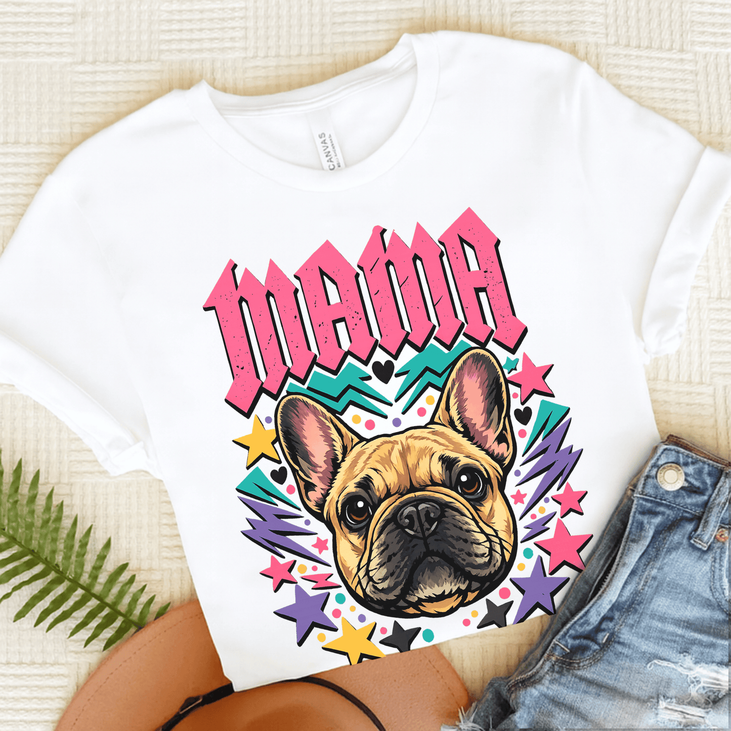 French Bulldog Rocker Mama Unisex TShirt White