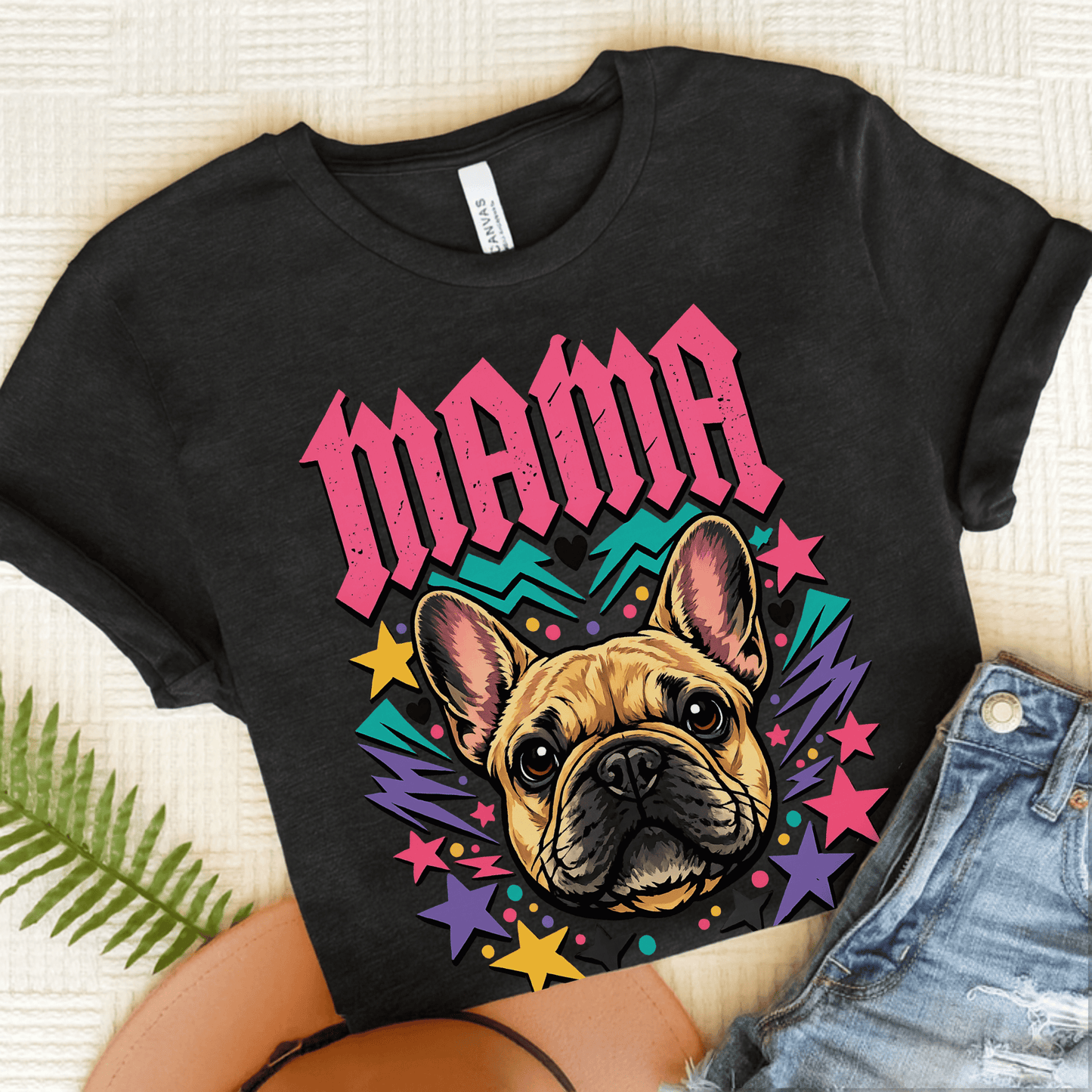 French Bulldog Rocker Mama Unisex TShirt Dark Grey Heather