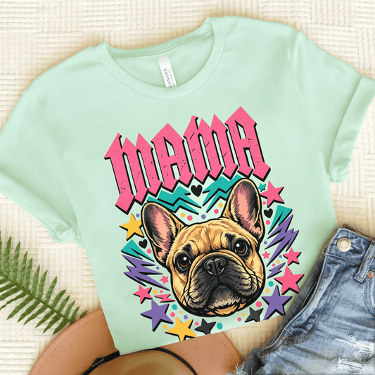French Bulldog Rocker Mama Unisex TShirt Heather Mint