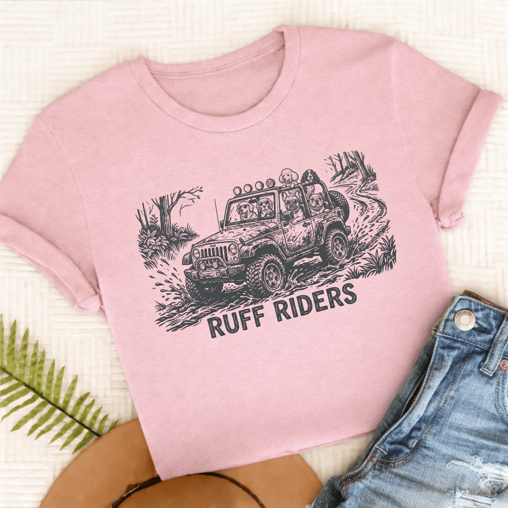 French Bulldog Ruff Riders Unisex TShirt Comfort Colors Blossom