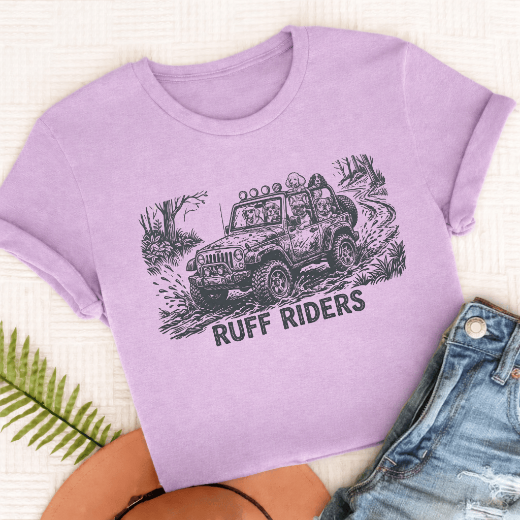 French Bulldog Ruff Riders Unisex TShirt Comfort Colors Orchid