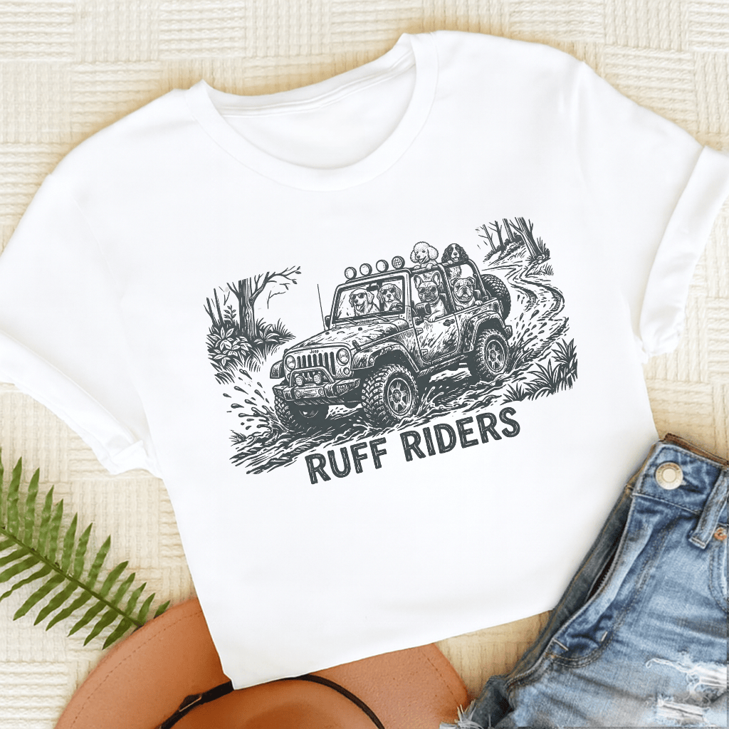 French Bulldog Ruff Riders Unisex TShirt White