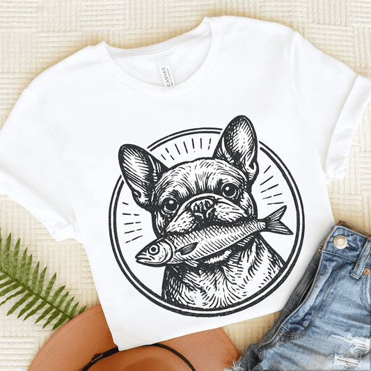 French Bulldog Sardines Unisex TShirt White