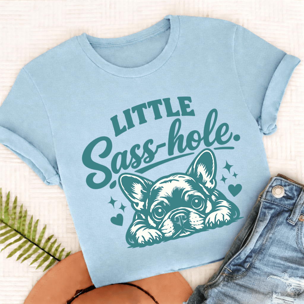 French Bulldog Sass Hole Unisex TShirt Comfort Colors Chambray