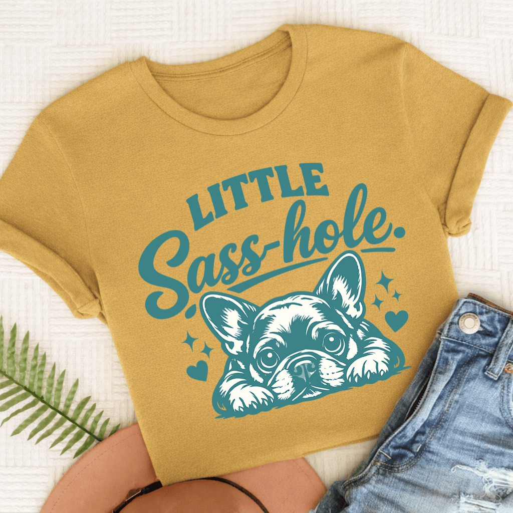 French Bulldog Sass Hole Unisex TShirt Comfort Colors Mustard