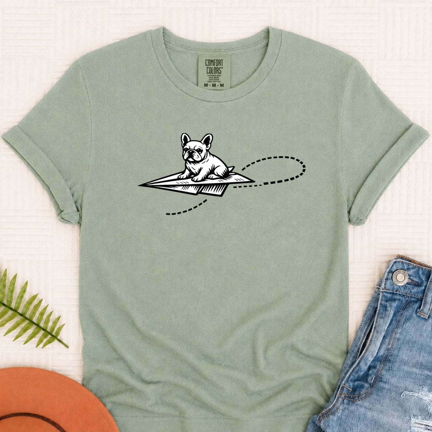 French Bulldog School Paper Airplane Unisex TShirt Bay