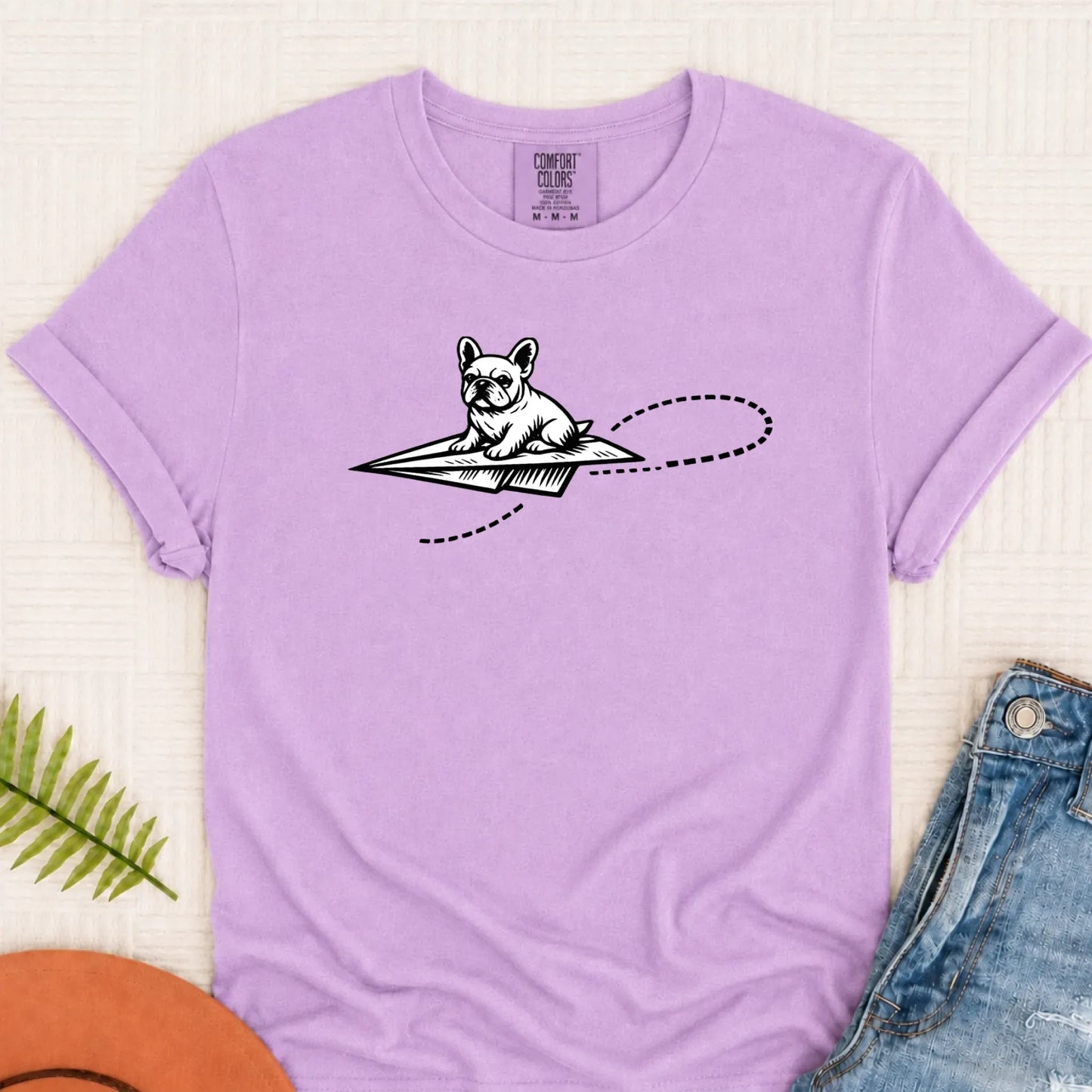 French Bulldog School Paper Airplane Unisex TShirt Orchid