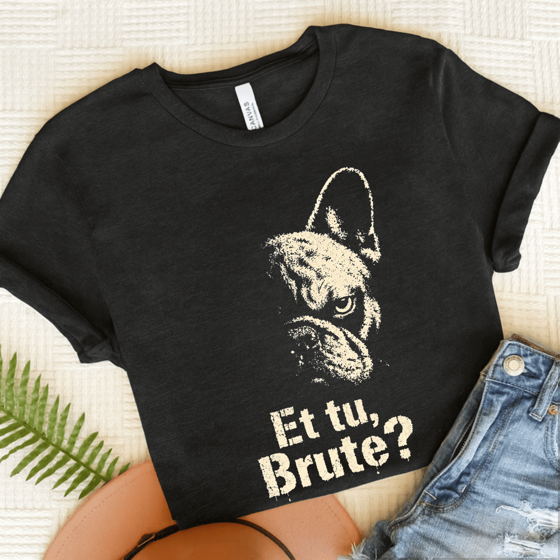French Bulldog Shakespeare Ides of March Unisex TShirt Dark Grey Heather