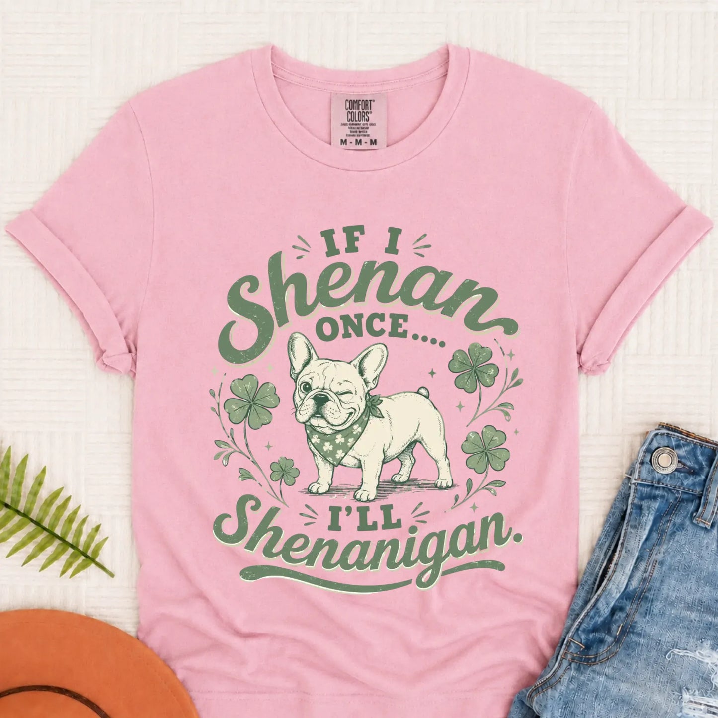French Bulldog Shenanigans Funny Unisex TShirt Blossom
