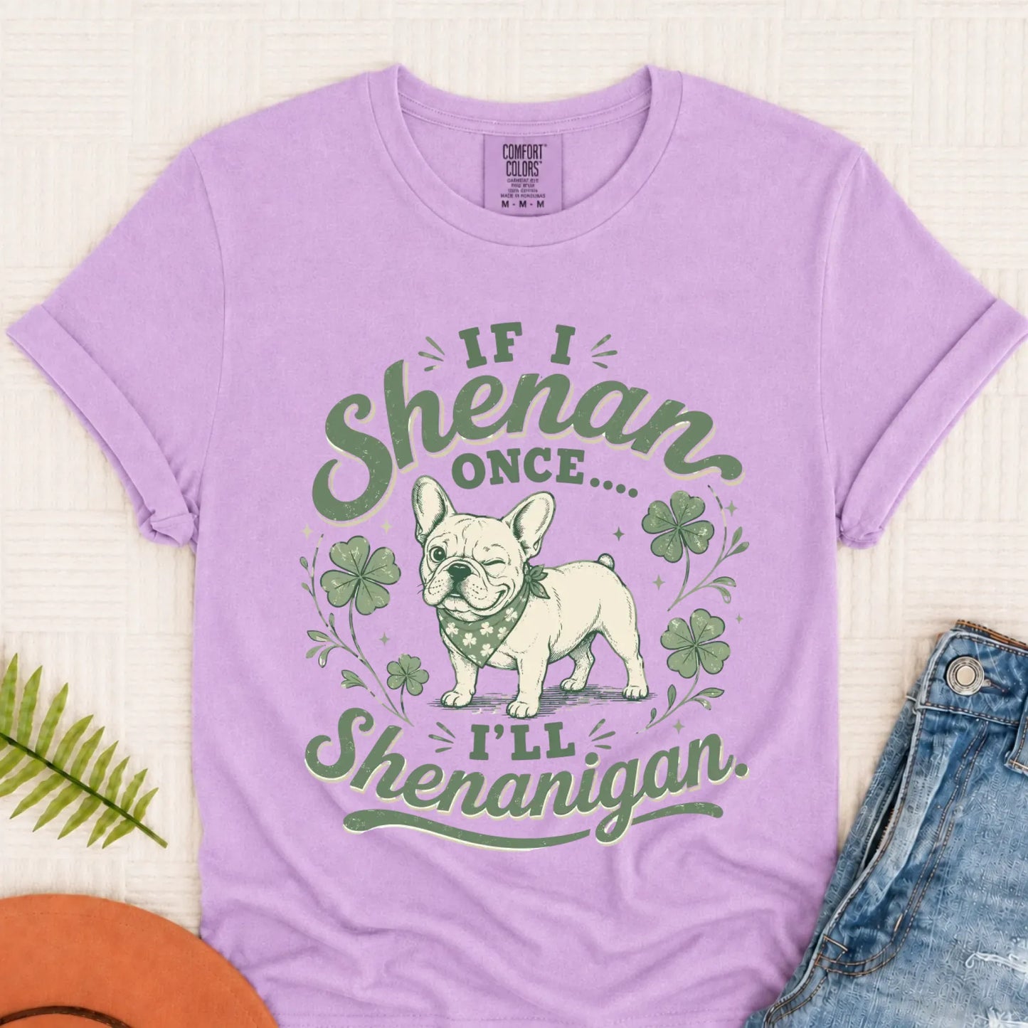 French Bulldog Shenanigans Funny Unisex TShirt Orchid