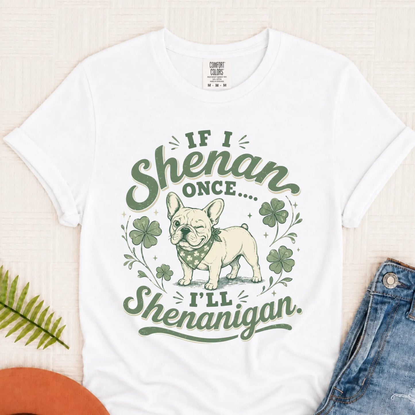 French Bulldog Shenanigans Funny Unisex TShirt White