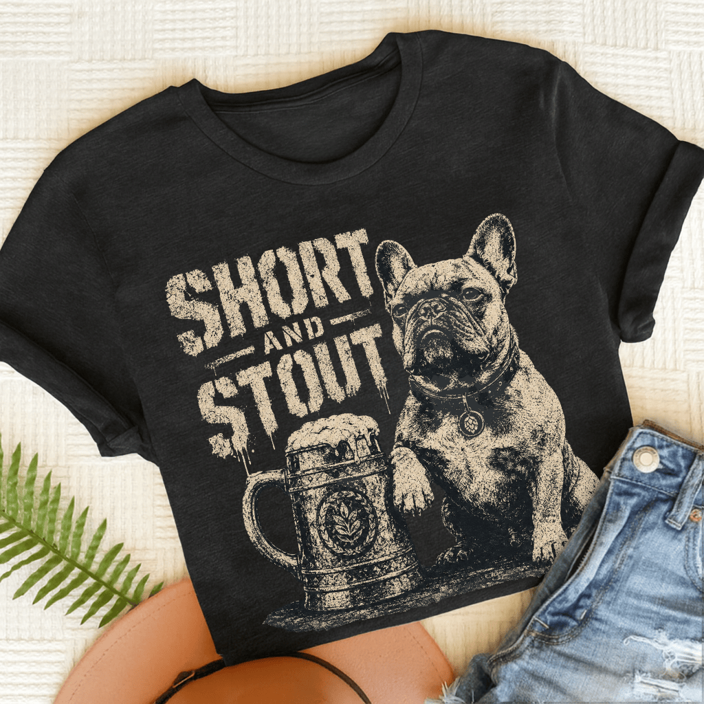 French Bulldog Short Stout Silhouette Unisex TShirt Black