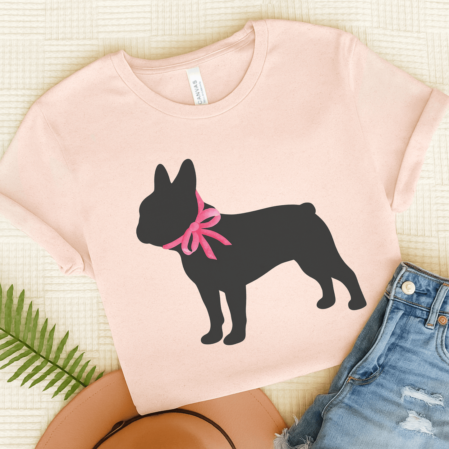 French Bulldog Silhouette TShirt Soft Pink