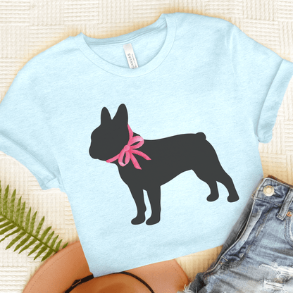 French Bulldog Silhouette TShirt Heather Ice Blue