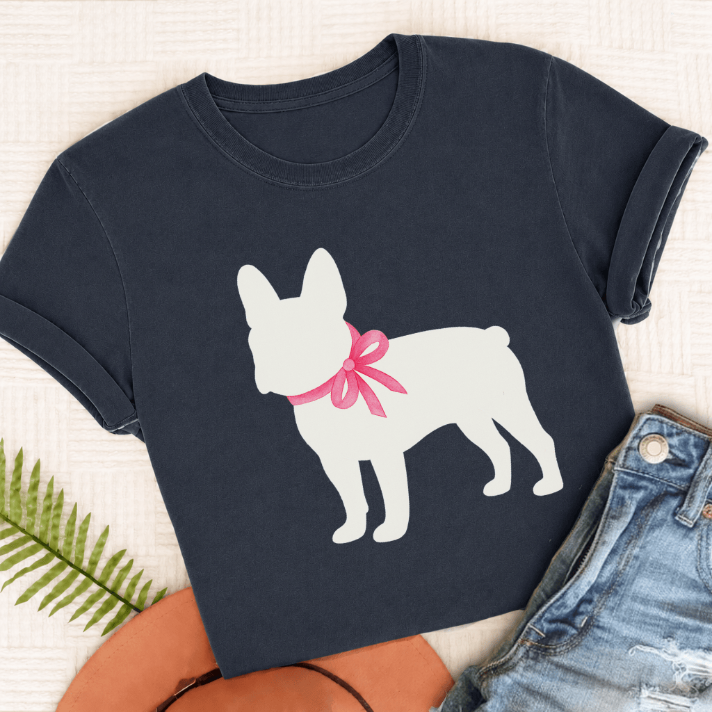 French Bulldog Silhouette Unisex TShirt True Navy
