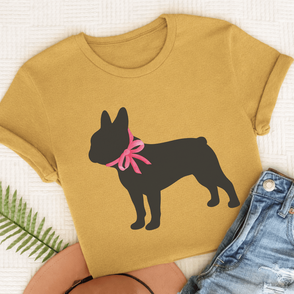 French Bulldog Silhouette Unisex TShirt Mustard