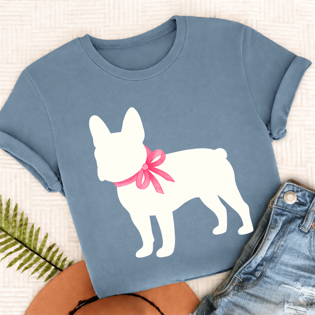 French Bulldog Silhouette Unisex TShirt Ice Blue