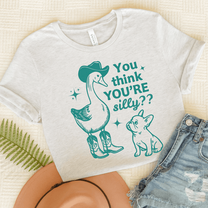 French Bulldog Silly Goose Tshirt Ash