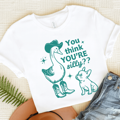 French Bulldog Silly Goose Tshirt White