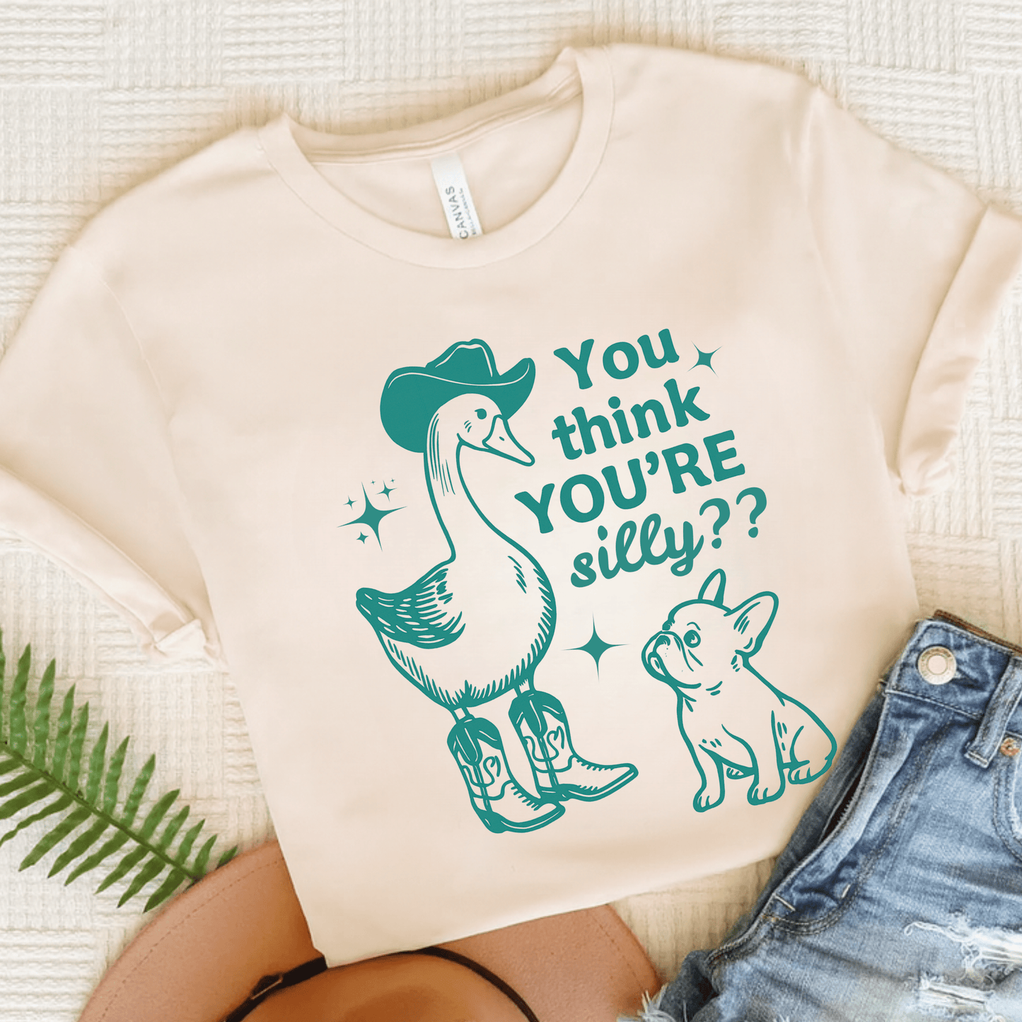 French Bulldog Silly Goose Tshirt Natural