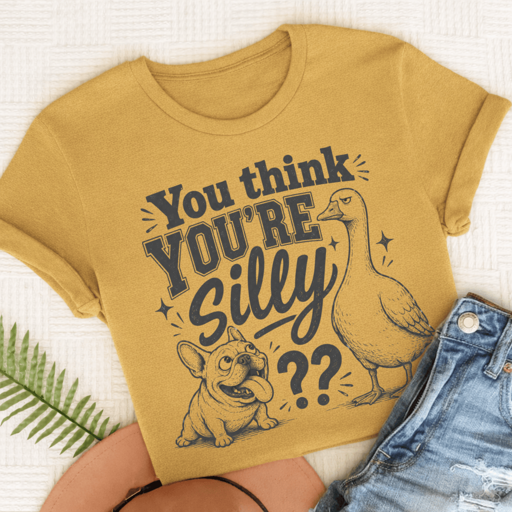 French Bulldog Silly Goose Unisex Tshirt Mustard