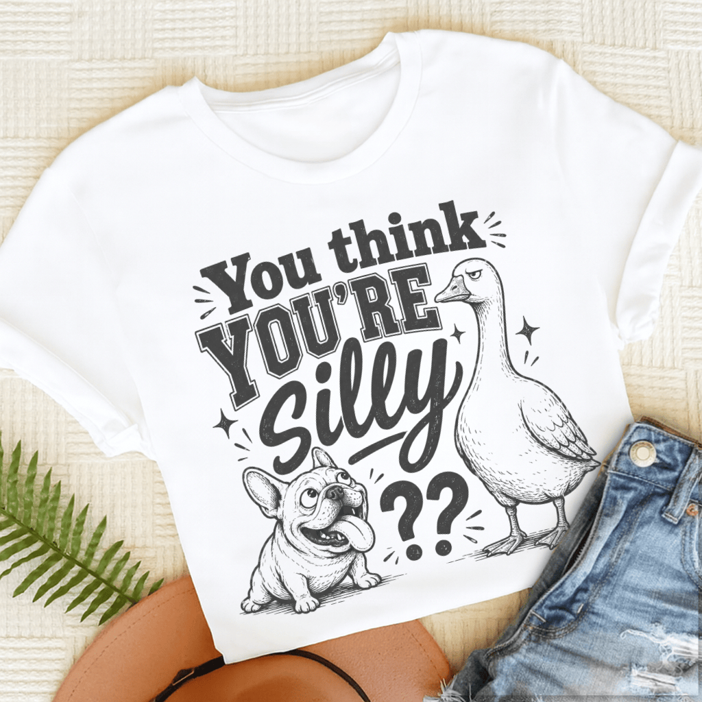 French Bulldog Silly Goose Unisex Tshirt White