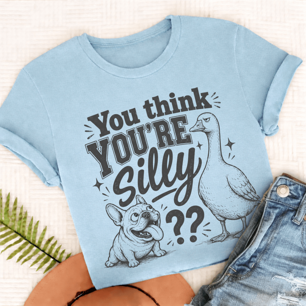 French Bulldog Silly Goose Unisex Tshirt Chambray