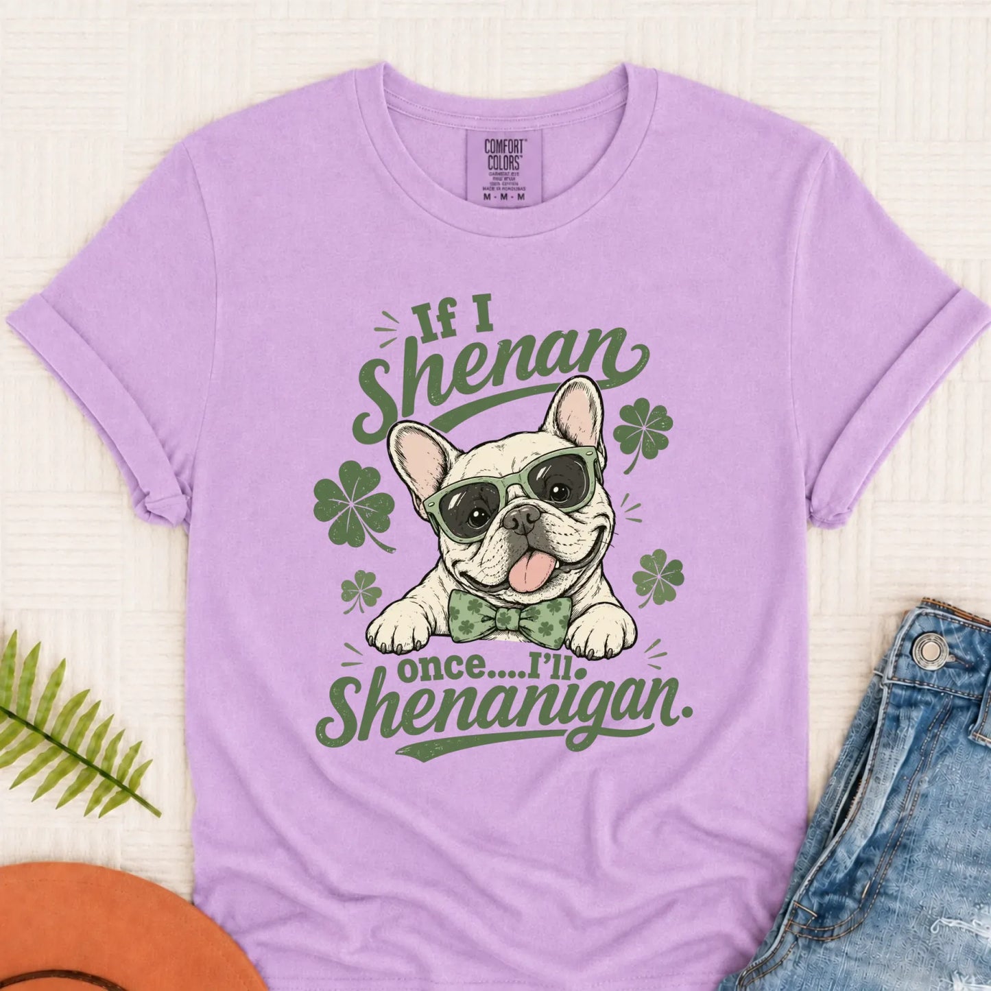 French Bulldog St Patricks Day Unisex Tshirt Orchid