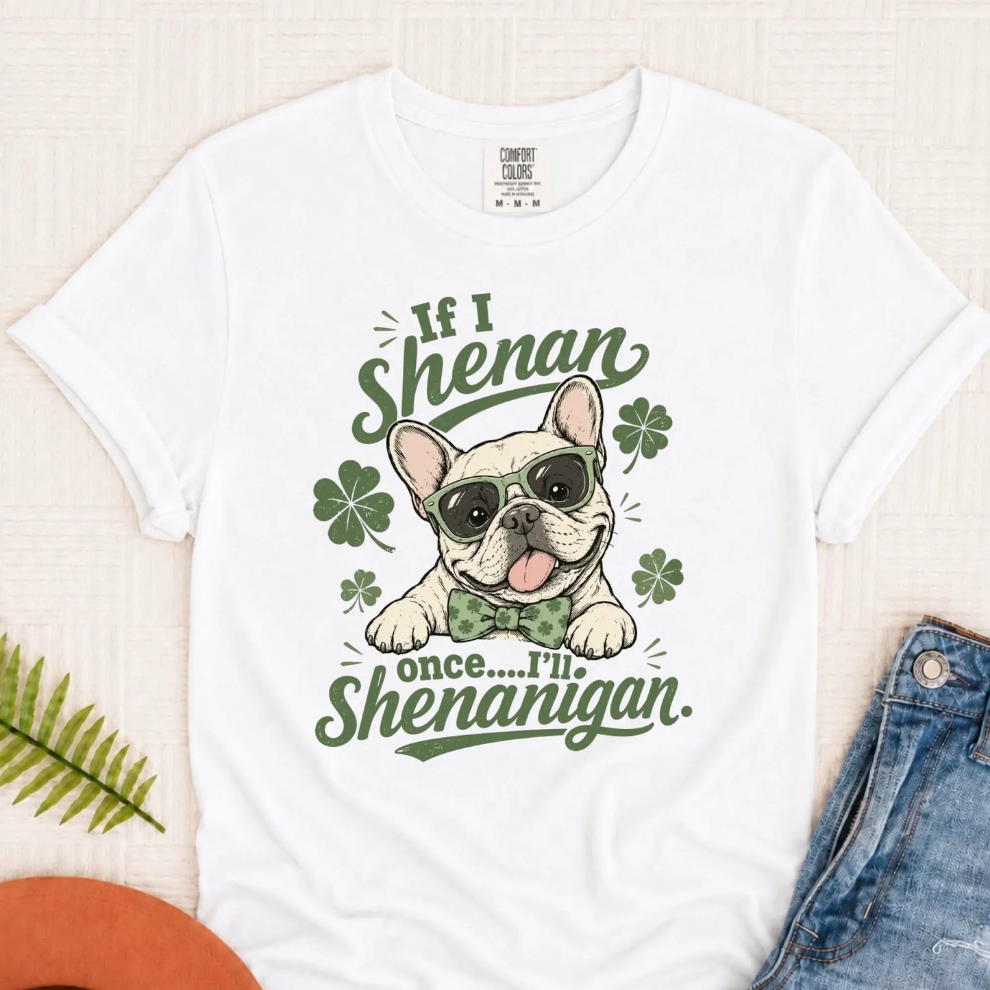 French Bulldog St Patricks Day Unisex Tshirt White