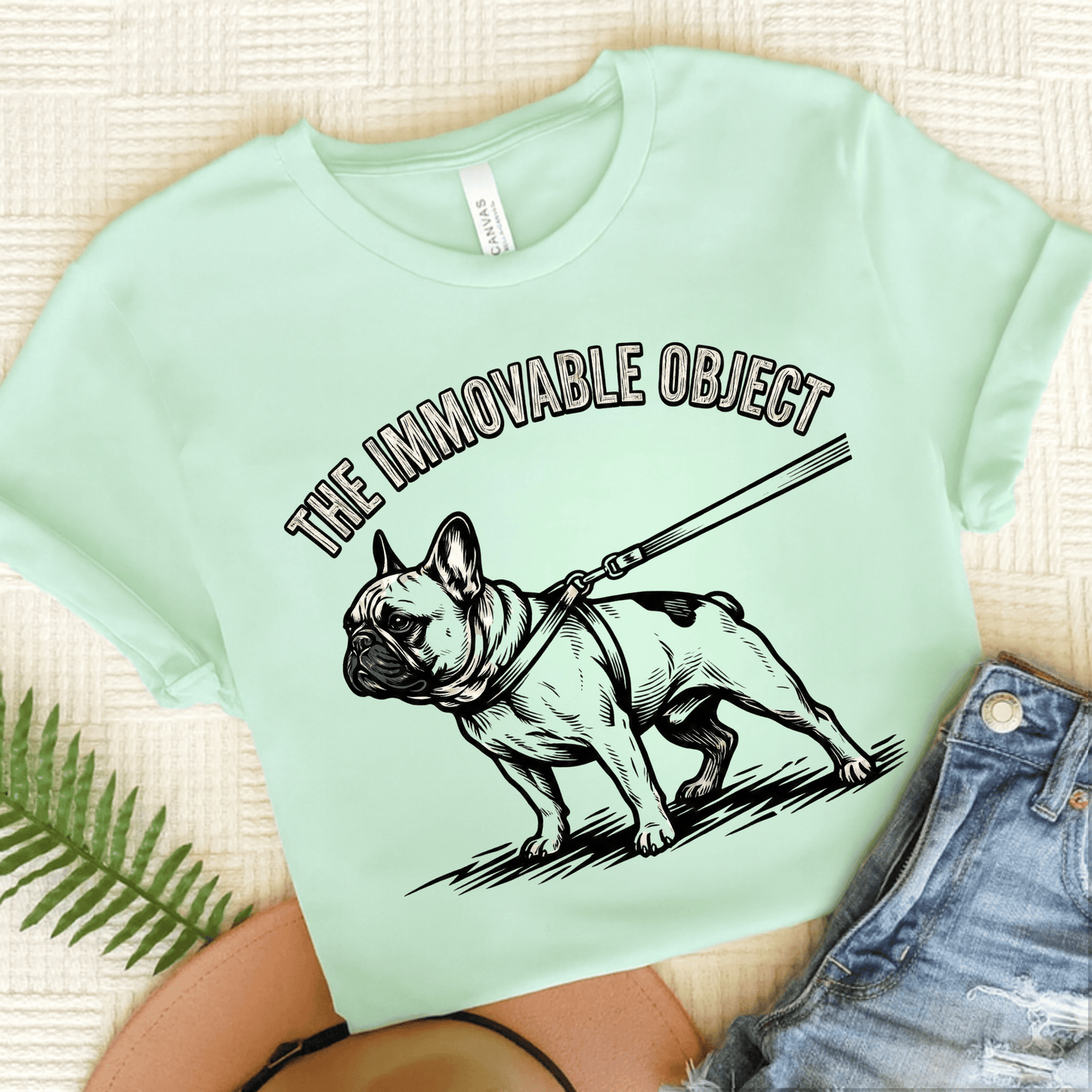 French Bulldog Stubborn Immovable Unisex TShirt Heather Mint